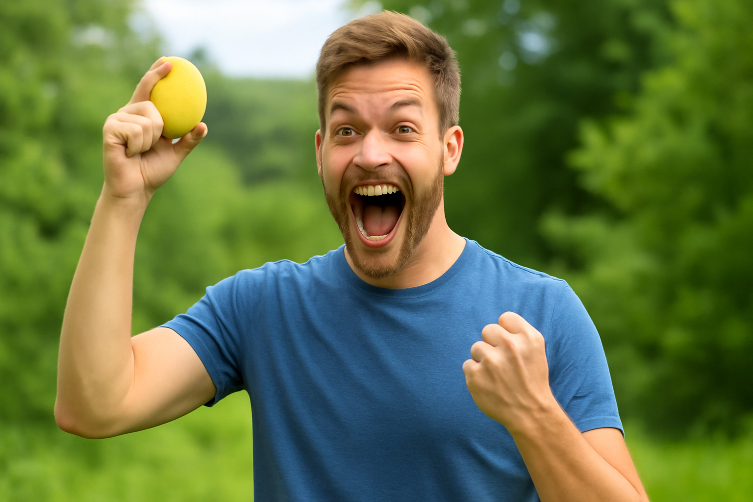 Uomo energico con limone